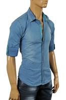 ROBERTO CAVALLI Men’s Button Front Blue Denim Casual Shirt #315